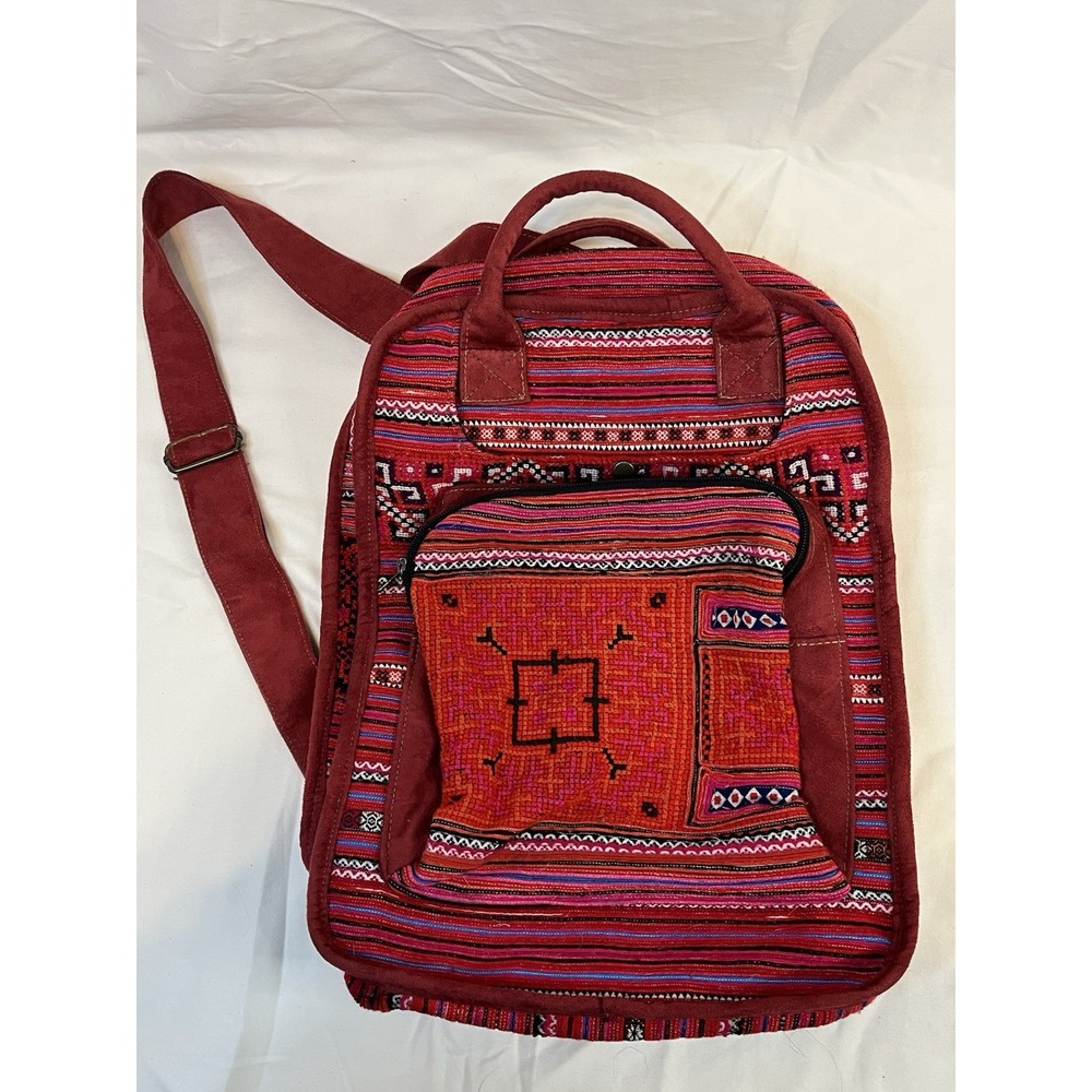 Travel Brocade Handmade Backpack Patchwork Small Lid Boho Hippie Style Knapsack